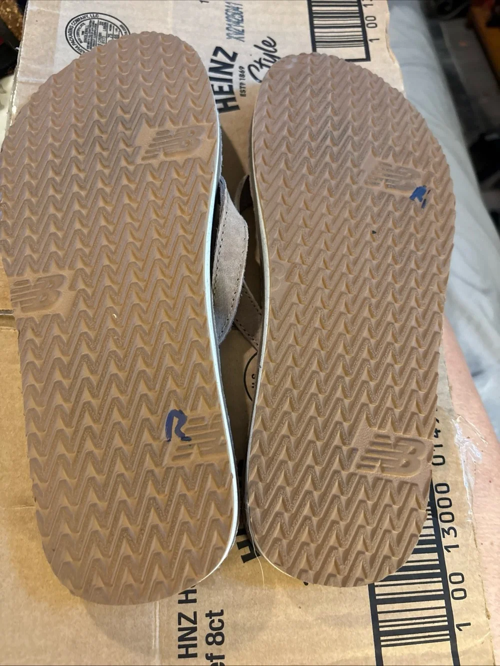 New Balance Taupe Suede Men's Thong Sandals